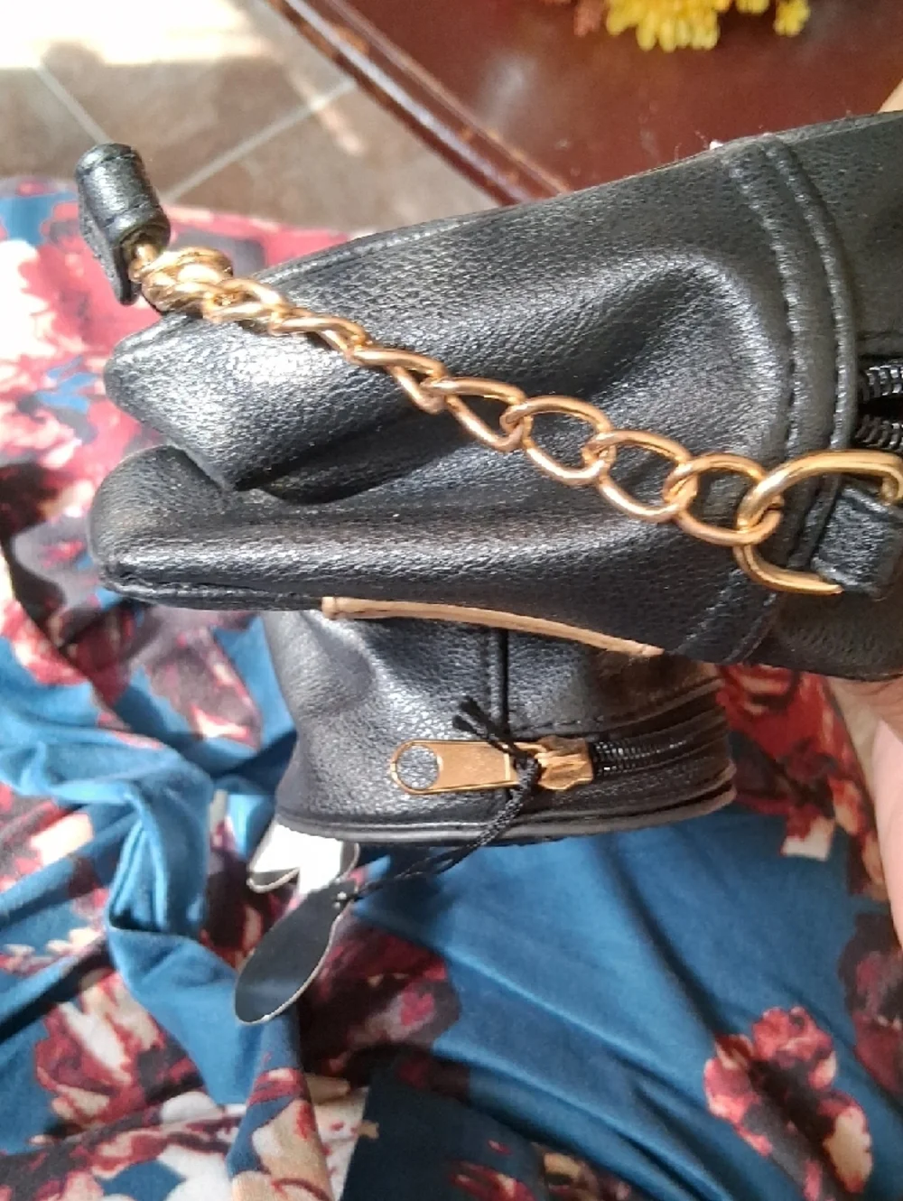 Mango Black Faux Leather Camera Crossbody Bag with Gold Zip Detail